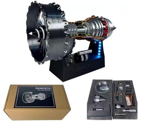 ZONSGIN TR900 Turbofan Engine Model, with Adjustable Speed and LED Lights, Aircraft Engine Model, Mechanical Science Education Toy Gift, Tabletop Ornament for Adult (28CM) (Assembly Version)