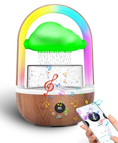 Regenwolken Luftbefeuchter Mit Regenbogenlicht, Weljoy Humidifier Mit Bluetooth-Verbindung Exklusive APP, Humidifier mit 3 Modi & 7 Farben LED-Lichtern, Wassertropfen Sound Für Schlafen/Entspannung