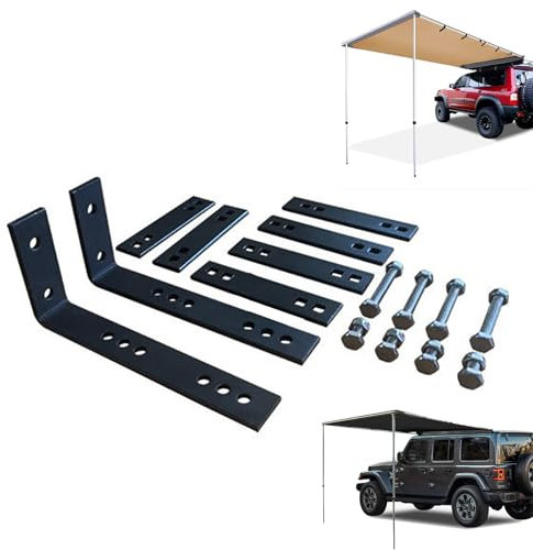 JCSRYD Vehicle Awning Mounting Hardware Bracket, Universal Stainless L-Shape Bracket Replacement Installation Kit for Car Awning Accessories Bracket Kit, Black