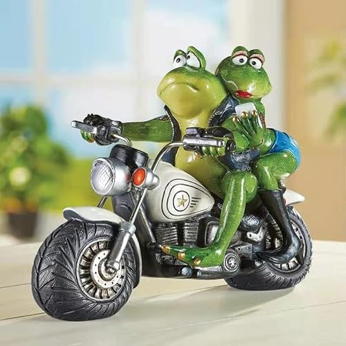 Frosch-Statue-Ornament, kreative Motorrad-Frosch-Skulptur, lustige Tierdekoration für Schreibtisch, Badezimmer und Heimdekoration
