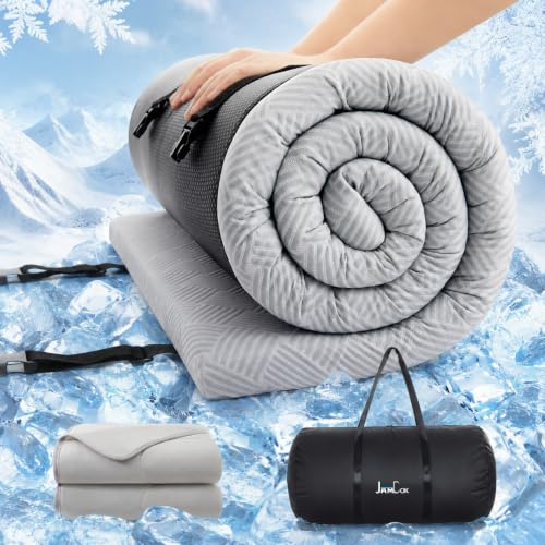 Jamdok Single Camping Mattress and Cooling Blanket Set,Waterproof Storage Bag,Camping Sleep,Tent,Car,Van