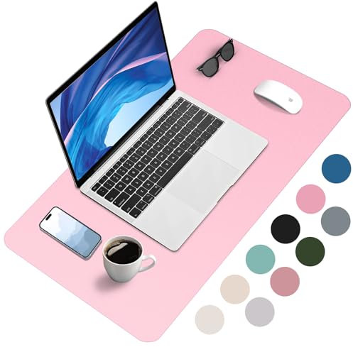 Zanfqvo Schreibtischunterlage 60x35cm - Mauspad XXL aus PU-Leder, Wasserdicht und rutschfest - Multifunktionales schreibunterlagen - tischunterlage für Büro/Home/Laptop (Rosa)