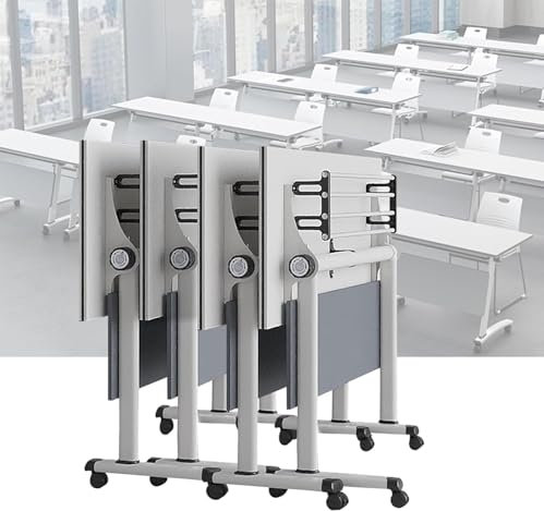 Faltbarer Konferenztisch, Mobile Fliptop Konferenztisch, moderner weißer Konferenztisch tragbar, für Seminar Büro Klassenzimmer, 4 Stück, 120 * 50 * 75cm