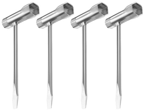 4 Stück Kettensägenschlüssel, T Schraubenschlüssel, Kombischlüssel Gartenmäher, Zündkerzenschlüssel für Motorsägenmäher Bürstenschneider Rasenmäher