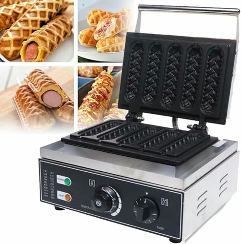 Commercial Corn Dog Waffle Maker, Hotdog Waffle Maker Machine, Non-Stick French Muffin Irons