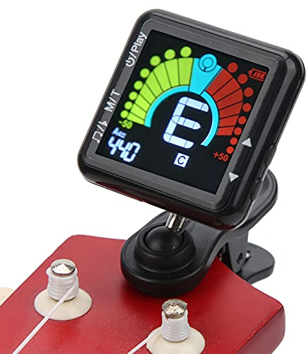Metronome Tuner, wiederaufladbare 2 -in 1 -Gitarren -Tuner -Clip, Tongenerator -Tuner für Gitarre, Bass, Geige, Ukulele, Trompete, Flöte, alle Instrumente
