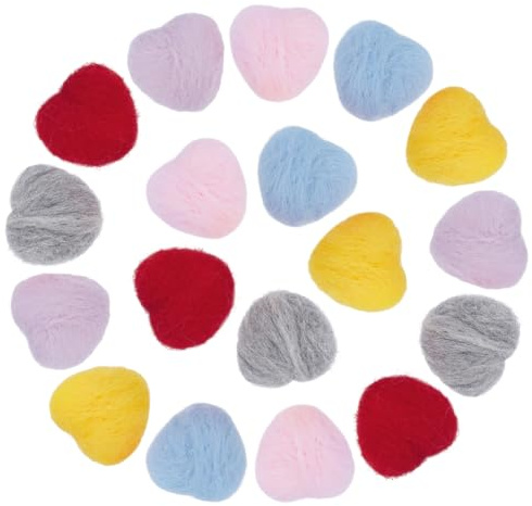 nbeads 18 Stück 6 Farben Wollfilz Ornament, Herzförmiger Wollfilz Zum Nähen Handgefertigt Bastelverzierungen Für Nähen DIY Raffnen Haargummi Kleidungsdekoration Zubehör