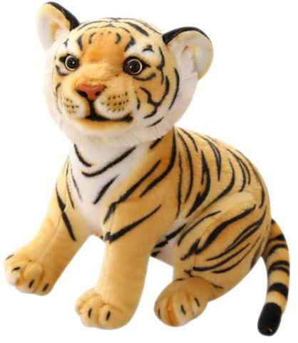 SZJFYMQ Plüsch Tiger, Plüsch-Wildtier Stofftier Realistische Tiger Plüschtier Gemütliches Schmusetie Geburtstagsgeschenk (23cm,Gelb)