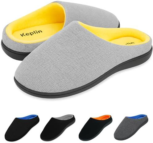 KEPLIN Men’s Memory Foam Slippers – Comfortable Indoor House Shoes for Men with Plush Cushioning, Anti-Slip Rubber Soles, Lightweight Design