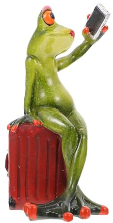 NUOBESTY Kreative Froschförmige Figur aus Grünem Kunstharz mit Zarter Oberfläche als Deko Ornament für Geburtstage und Hausfeiern