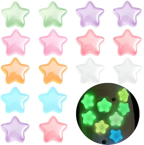 20PCS Colorful Glow in the Dark Star Shoe Charms Glowing Stars Shoe Decorations Charm Cute Bling Star Junk Charms for Shoes Decoration Womens Mixed Stars Shoes Buckle Decor Accessories for Women