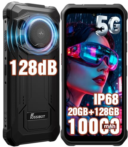 FOSSiBOT F110Pro 5G Rugged Smartphone Android 15, 128dB Altoparlante, 10000mAh Telefono Indistruttibile, MTK 6300+, 20GB+128GB/2TB, 6.75 Telefono, 50MP Fotocamera, 5G Dual SIM (Nero)