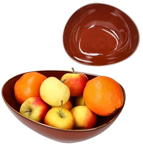 MamboCat Marron Taste 2tlg Schalen Set I je 1x 1,3L & 700ml Schale I kastanienfarbene organische Form I Servierschalen aus Porzellan I für Obst, Dessert & Beilagen