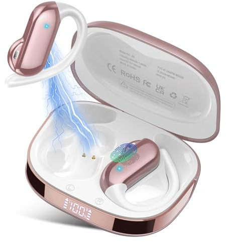AI Cuffie Traduzione Simultanea, 3-in-1 Bluetooth 5.4 Cuffie Traduzione con 165 Lingue/8 Modalità, 42 Ore Open Ear Auricolari Bluetooth con APP e Codice Autorizz Permanente per Viaggi/Affari, Oro Rosa