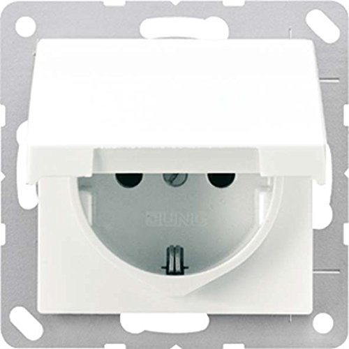 Jung AS520KL Schuko -Steckdose mit Klappdeckel ,Elfenbein