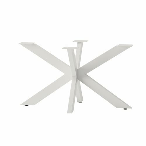 CM Furniture Pied de Table Spider (Mikado) Blanc Hauteur 43 cm Structure en Croix Métal Montage Facile 50x43x80 cm Châssis de Table pour Basse, Table à Manger, Bureau, conférence Forme Araignée