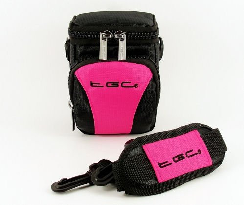 The TGC ® Hot Pink & Black Deluxe Compact Shoulder Carry Case Bag for The Panasonic HX-DC3 Camcorder