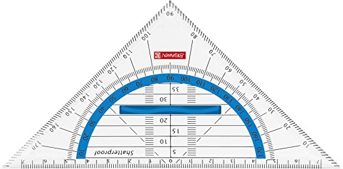 Brunnen 104975933 Geometrie-Dreieck Colour Code (für Schule und Büro, 16 cm, bruchsicher, ergonomischer Griff) blau / azur