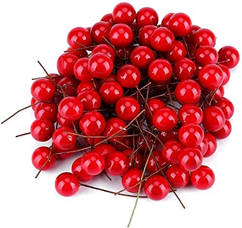 Künstliche Rote Kirschen Weihnachten Beere Dekorationen Holly Berry Hängende Ornamente Urlaub Festival Künstliche Früchte Decor DIY Feiertag (100Pcs)