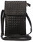 Leuchtbox Handy Umhängetasche Schultertasche Kosmetiktasche Handytasche für Damen Schicke Weboptik Smartphones bis 5,5 Zoll 2 Innentaschen (Schwarz)