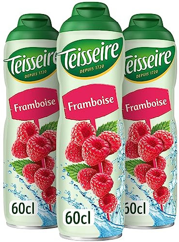 Teisseire Sirop de Framboise pour Boisson Rafraîchissante, Cocktails, Bidon Recyclable 3x60cl