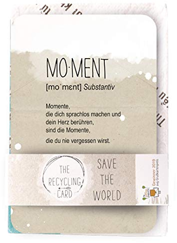 KE - Schöne Spruch-Karte im Set, DIN A5 Gruß-Karte mit Recycling-Umschlag, Farbig Bedruckte Rückseite - Motiv: Moment