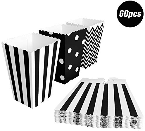 BangShou 60Stk Popcorn Tüten Candy Container Box Partytüten für Salzstangen und Candybar (Schwarz)