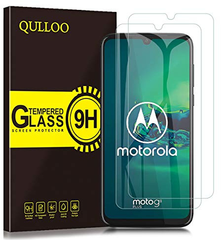 QULLOO Schutzfolie für Moto G8 Plus, 9H Hartglas Schutzfolie HD Displayschutzfolie Anti-Kratzen Folie Handy für Motorola G8 Plus