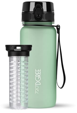 720°DGREE Gourde d'Eau 650ml “uberBottle“ +Fruit-Infuseur, softTouch - Sans BPA, Anti-fuite - Bouteille, water bottle idéale pour Enfants, École, Sport, Randonnée, Camping, Université, Voyage, Travail