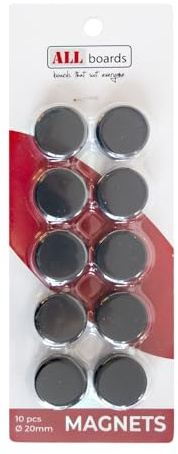 ALLboards Magnete 10 Stück, Rund Schwarz 20mm, Für Whiteboards Magnettafeln