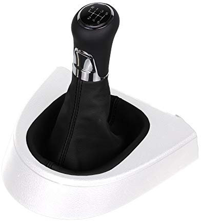 ICT Schaltknauf Schaltsack Schaltmanschette Echtleder, 6 gang, kompatibel mit: VW Touran/Caddy Typ 1T/2K 2003 – 2015 (LED weiß)