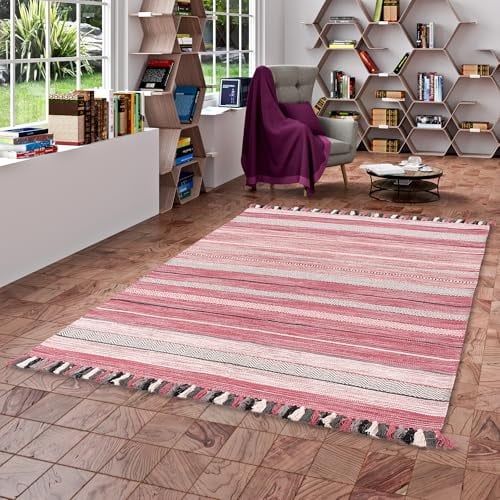 Pergamon Natur Teppich Kelim Kalleen Rosa in 6 Größen