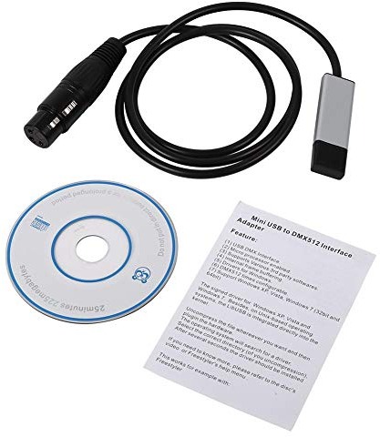 Controlador DMX512, Controlador de adaptador de interfaz Mini USB a DMX Controladores DMX512 de iluminación de escenario para computadora Bombillas de luz de porche con regulador Controlador de ilumin