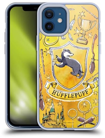 Head Case Designs Officially Licensed Harry Potter Hufflepuff Pattern Deathly Hallows XIII Soft Gel Case Compatible With Apple iPhone 12 / iPhone 12 Pro