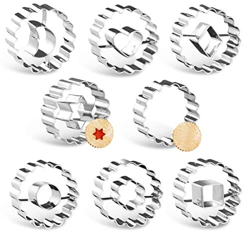 Plätzchen Ausstecher Mini, Kleine Keksausstecher aus Edelstahl, Liebe Keksausstecher, SandwichKekse, 8 Stck Geometrische Keks Ausstechformen Set, DIY Tools für Backen Fondant, Ideales Kindergeschenk
