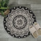 Uphome Kleiner runder Teppich, 5,8 cm, schwarz, Mandala, Boho, Badezimmerteppiche mit Pompons, Fransen, waschbar, Kreis, Duschmatte, weich, rutschfest, niedlich, runder Überwurf, Teppich für