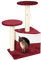 Wiltec Kratzbaum in Rot 71 cm hoch, Katzenkratzbaum mit Zwei Plattformen, Katzenbaum mit Höhle und Spielball, Kletterbaum für Katzen