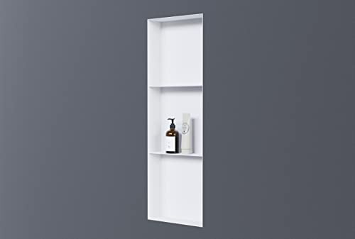 Bernstein® Wandnische aus Edelstahl NT309010X 30 x 90 x 10 cm randlos mit Ablagefach Duschablage für Badutensilien befliesbare Duschnische in Weiß