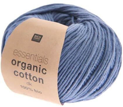 Rico Design Essentials Organic Cotton DK Bio Baumwolle Baumwollgarn zum Stricken oder Häkeln (16 Blue)