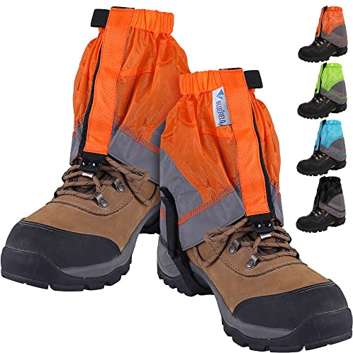 Tyuodna Gamaschen Wasserdicht,Gamaschen Wandern,Breathable Regengamaschen,Gamaschen Jagd,Gamaschen Damen Herren, Leg Gaiters Für Outdoor,Laufen,Trailrunning, Schnee,Wander,Klettern,One Size (Orange)