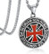 Bandmax Collana Uomo con Cavalieri Templari Croce, Argento Rotondo Collana Uomo Acciaio Ciondolo con Croce di Gerusalemme, Gioielli Religiosi per Cristiani