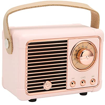 Altoparlante Bluetooth Retrò, Mini Altoparlante Wireless, Effetto Sonoro Stereo a 360°, Modalità di Riproduzione Multiple, Suono di Qualità HiFi, Altoparlante Retrò Portatile per La Casa(Rosa)