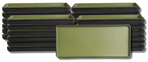 Steelite International 7820JB023 Melamine Rectangle Dinner Plate, Heavy Use Unbreakable Grade, Baja Cactus, 11.5 by 5.1 by .8, Stackable Food Serving Tray, Set of 24, Green Black