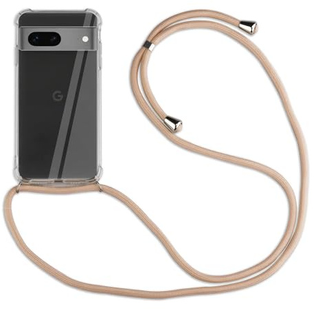 Hülle Kompatibel mit Google Pixel 7 | Handykette Smartphone Halskette Hülle mit Band | Handyhülle mit Kordel zum Umhängen Kompatibel für Pixel 7 | Beige/Braun