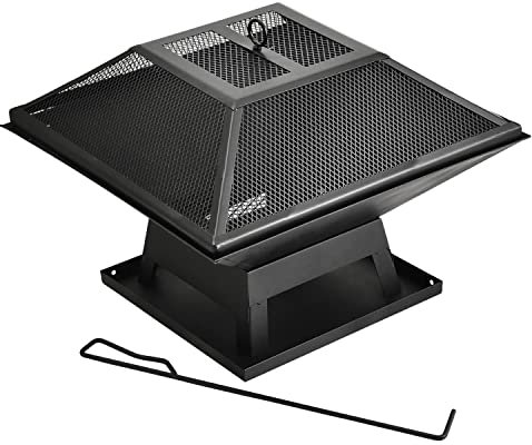 Square Firepit - Garden Burning Heater - Barbeque Grill - Heaters for Bonfire - Alloy Steel - Great for Camping - Foldable & Portable Chiminea - Heavy Duty Fire Bowl - Cover Heat Guard