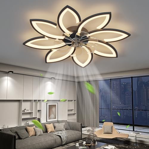 JINWELL Deckenventilator Mit Beleuchtung LED 50W Ultra-Leise Deckenventilator Fernbedienung Dimmbar Design Fan Deckenlampe Moderne Invisible Für Wohnzimmer Schlafzimmer Esszimmer Ventilator Lampe