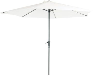 Parasol fijo Redondo de jardín de 270 cm diámetro, Mástil central, Redondo de Aluminio, Color Beige, Salida de viento, Tela gramaje 180 gr Sombilla terraza o bar, Parasoles de piscina.