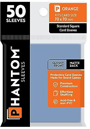 Phantom Sleeves: Orange Size (70mm x 70mm) - Gloss/Matte (50) (Compatible with: Standard Square Card Sleeves)