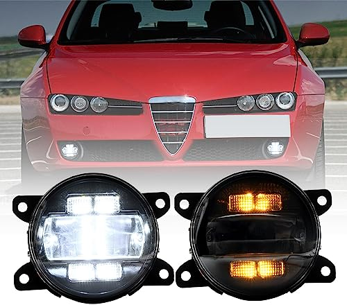 NSLUMO LED-Nebelscheinwerfer DRL Tagfahrlicht für Alfa Romeo Giulia Stelvio Frontstoßstange Nebelscheinwerfer Reflektoren Montage Blinker DLR-Lauflicht 2 Stück klare Linse