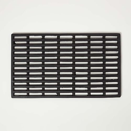 HOMESCAPES Paillasson Caoutchouc Noir caillebotis, Tapis d’extérieur antidérapant 61x38 cm